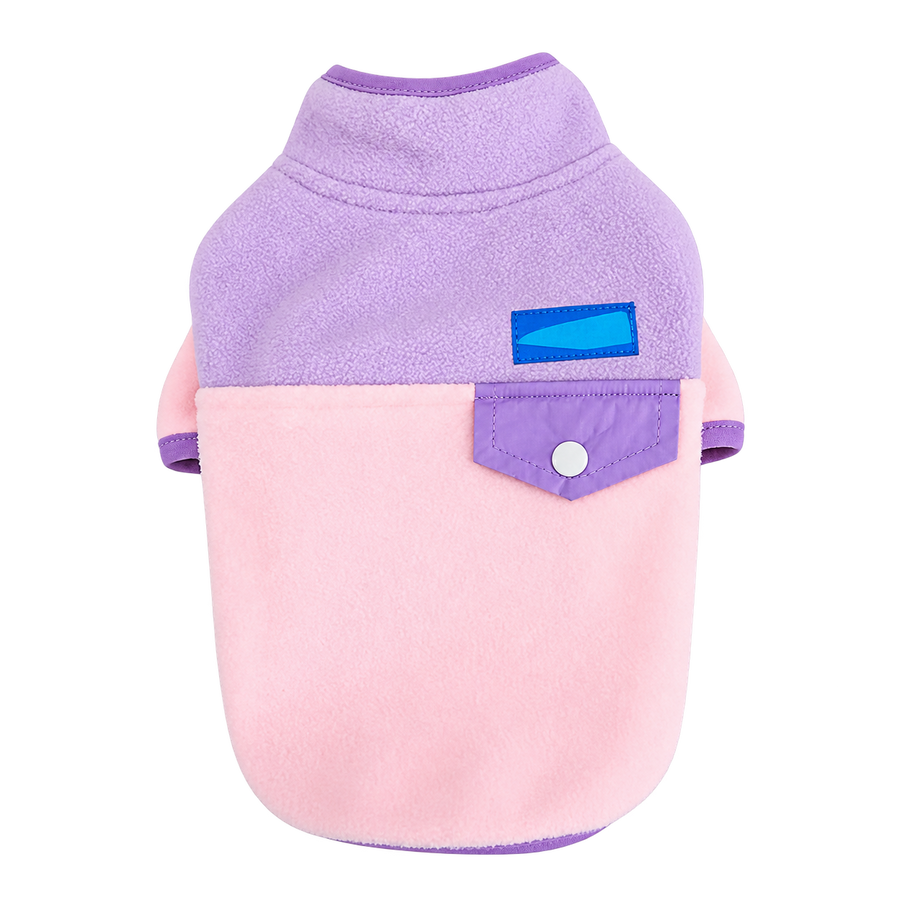 Abrigo bicolor · lila y rosa