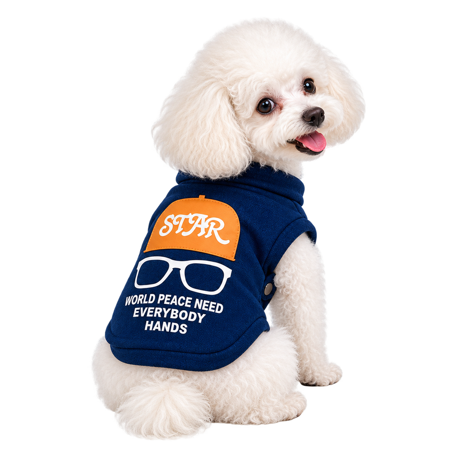 La Chaquetita Estrella — Solo perros pequeños · Azul marino · sin fondo